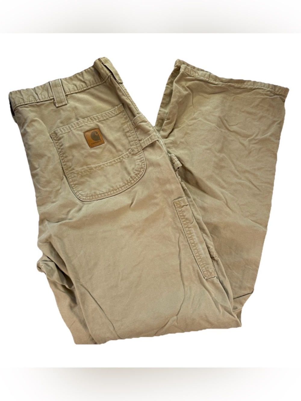 Carhartt Carpenter Pants Men's 38 x 34 Beige Canvas Dungaree Workwear Vintage